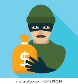 Burglar money bag icon. Flat illustration of burglar money bag vector icon for web design