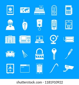 Burglar robber mugger plunderer icons set. Simple illustration of 25 burglar robber mugger plunderer vector icons for web