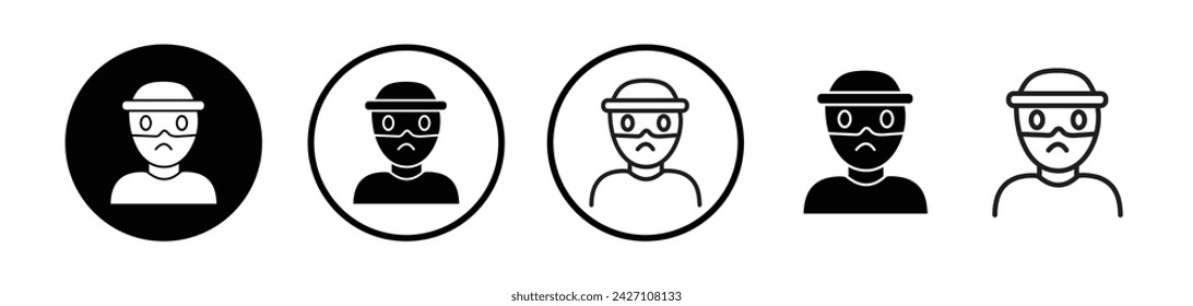 Burglary Guard Line Icon. Theft Deterrent Icon in Black and White Color.