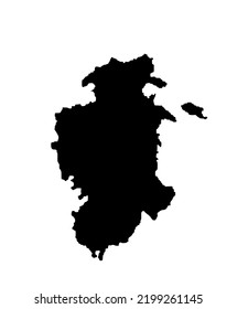 Burgos map vector silhouette illustration isolated on white background. High detailed illustration. Spain province, part of autonomous community Castile and Leon. Country in Europe, EU member.
