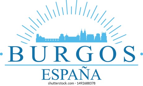 Burgos Spain City. Banner Design. City Skyline. Silhouette Vector. Famous Monuments.