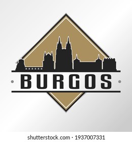 Burgos, Spain Skyline Logo. Adventure Landscape Design Vector City Illustration Vector illustration.