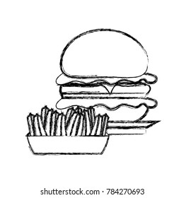 burguer and french fries   vector illustration
