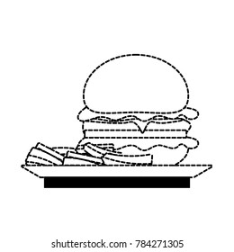 burguer and french fries   vector illustration