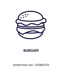 burguer icon from food collection. Thin linear burguer, food, apple outline icon isolated on white background. Line vector burguer sign, symbol for web and mobile