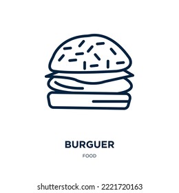 burguer icon from food collection. Thin linear burguer, food, restaurant outline icon isolated on white background. Line vector burguer sign, symbol for web and mobile