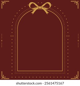 A burgundy background with a gold ribbon frame, evoking a festive Christmas and year-end atmosphere