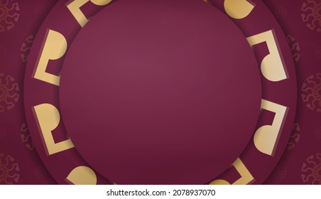 Burgundy banner with abstract gold pattern and place for text