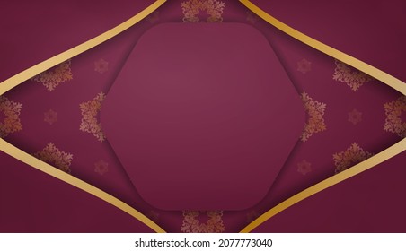 Burgundy banner with Greek gold ornaments and space for your logo or text