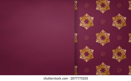Burgundy banner with Greek gold ornaments and space for logo or text