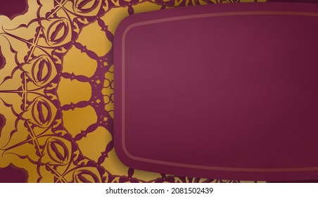 Burgundy banner with Greek gold ornaments for design under your logo