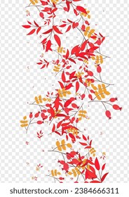 Burgundy Berries Background Transparent Vector. Foliage Sale Template. Red Herb Dead. Nature Design. Leaves Border.