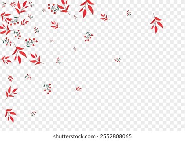 Burgundy Berries Background Transparent Vector. Herb Abstract Frame. Pink Leaf. Green Leaves Forest. Outline Template.