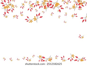 Burgundy Berries Background White Vector. Leaves Fly Set. Green Foliage Image. Decor Illustration. Herb Landscape.
