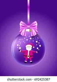Burgundy Christmas ball on Christmas tree.