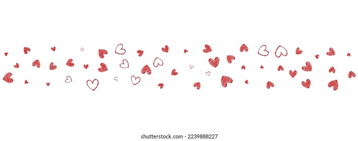 Vector de Confetti Borgoña Panorámica Fondo Blanco. Cartel del Corazón de la Decoración. Pancarta rosa de San Valentín.