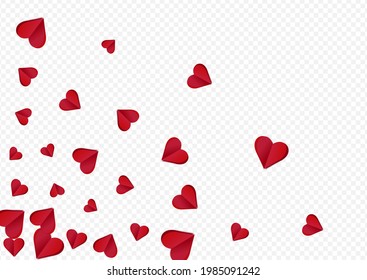 Burgundy Confetti Vector Transparent Backgound. Romance Heart Banner. Pink Birthday Hearts Wallpaper.