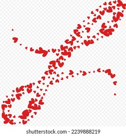 Burgundy Confetti Vector Transparent Backgound. Romantic Hearts Pattern. Maroon Color Cut Heart Frame.