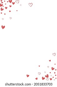 Burgundy Confetti Vector White Backgound. Valentine Hearts Wallpaper. Red Love Papercut Design.