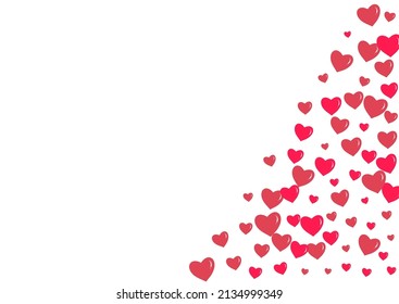 Burgundy Confetti Vector White Backgound. Visual Heart Card. Pink Cut Hearts Postcard.