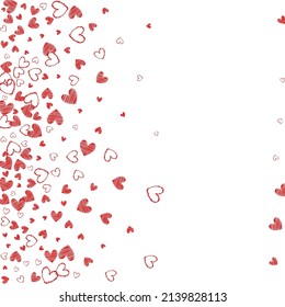 Burgundy Confetti Vector White Backgound. Birthday Heart Frame. Red Romantic Papercut Banner.