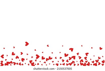 Burgundy Confetti Vector White Backgound. 3d Heart Border. Pink Wedding Hearts Poster.