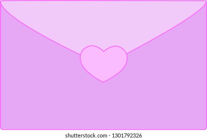 Burgundy envelope with pink heart for Valentine's Day. Vector illustration EPS 10.