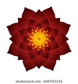 Burgundy flower. Vector 3D illustration isolated on white background.