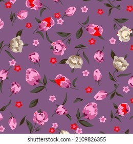 Burgundy Flower Vintage Pattern Seamless