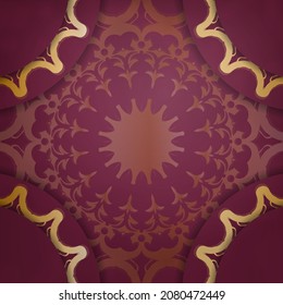 Burgundy flyer with luxurious gold pattern for your congratulations.
