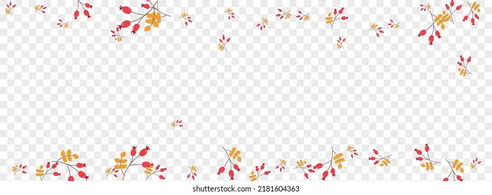 Burgundy Foliage Background Transparent Vector. Herb Forest Illustration. Pink Berries Image. Landscape Set. Leaves Nature.