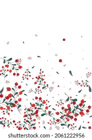 Burgundy Foliage Background White Vector. Leaf Drawn Set. Pink Herb Silhouette. November Texture. Berries Outline.