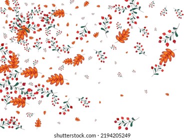 Burgundy Foliage Background White Vector. Rowan Elm Texture. Pink Herb Symbol. Banner Card. Leaf Material.