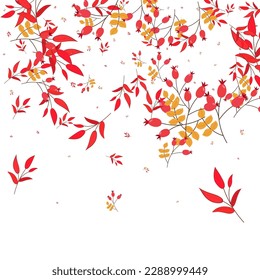 Burgundy Foliage Background White Vector. Herb Object Illustration. Pink Leaf Floral. Decoration Set. Berries Abstract.