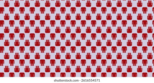 Burgundy Hand Symbol Pattern on Muted Gray Background