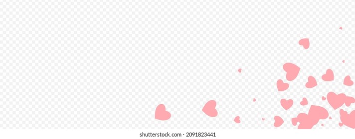 Burgundy Heart Vector Panoramic Transparent Backgound. Visual Hearts Wallpaper. Maroon Color Birthday Confetti Design.