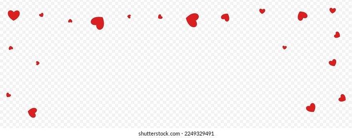 Burgundy Heart Vector Panoramic Transparent Backgound. Love Hearts Border. Pink Birthday Papercut Design.