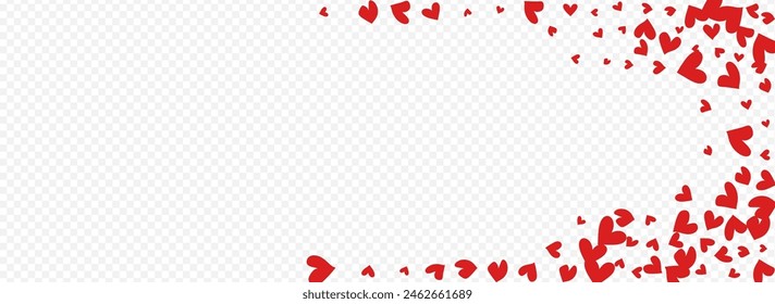 Burgundy Heart Vector Panoramic Transparent Backgound. Decoration Hearts Frame. Maroon Color Love Confetti Texture.