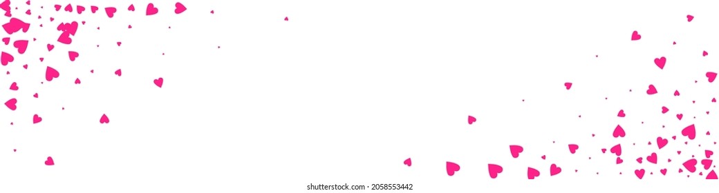 Burgundy Heart Vector Panoramic White Backgound. Romance Confetti Wallpaper. Maroon Color Wedding Papercut Poster.