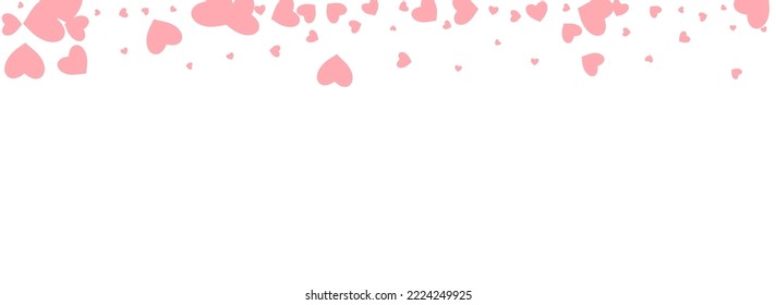 Burgundy Heart Vector Panoramic White Backgound. Happy Confetti Pattern. Red Birthday Papercut Illustration.