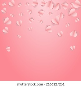 Burgundy Heart Vector Pink  Backgound. Paper Hearts Card. Red Wedding Papercut Poster.