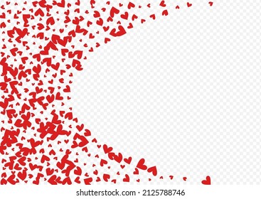 Burgundy Heart Vector Transparent Backgound. Romantic Confetti Template. Red 3d Hearts Design.