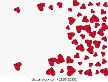 Burgundy Heart Vector Transparent Backgound. Happy Confetti Illustration. Pink Romance Papercut Card.