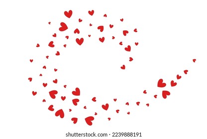 Burgundy Heart Vector White Backgound. Happy Confetti Concept. Red Decoration Hearts Design.