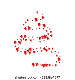 Burgundy Heart Vector White Backgound. Romance Confetti Postcard. Maroon Color Happy Papercut Frame.