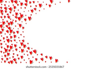 Burgundy Heart Vector White Backgound. Paper Confetti Banner. Maroon Color Birthday Hearts Template.