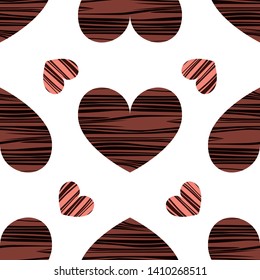 Burgundy hearts. Vector illustration. Seamless pattern background. Tracery for fabric