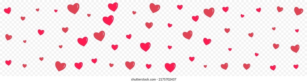 Borgoña Corazón Vector Panorámica Fondo Transparente. Cartel de amor de Confetti. Tarjeta de Corazón de Corte Rosa.