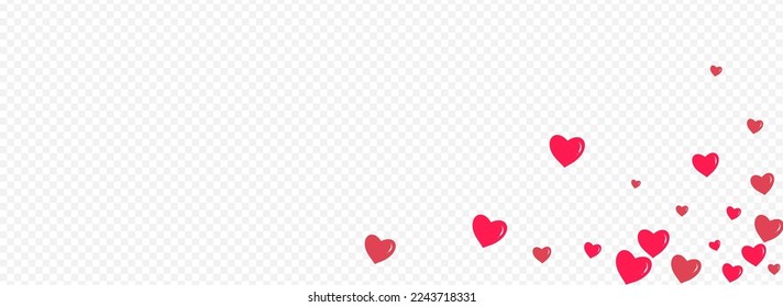 Burgundy Hearts Vector Panoramic Transparent Backgound. Visual Heart Concept. Maroon Color Decoration Confetti Poster.