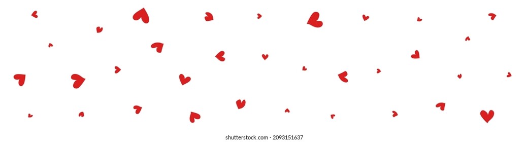 Burgundy Hearts Vector Panoramic White Backgound. Paper Papercut Border. Maroon Color Fly Confetti Template.